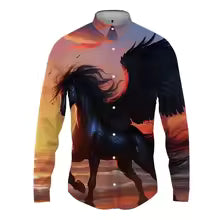 2025 New Fashion 3D Full Print Horse Graphic Shirts For Man