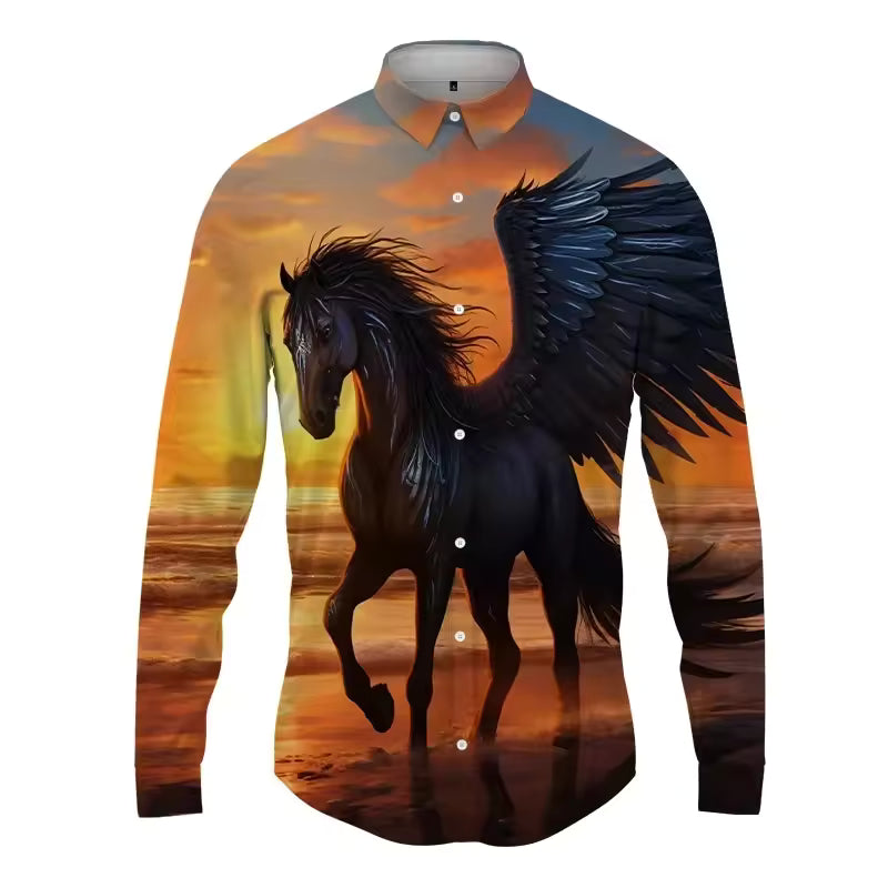 2025 New Fashion 3D Full Print Horse Graphic Shirts For Man