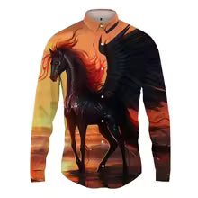 2025 New Fashion 3D Full Print Horse Graphic Shirts For Man